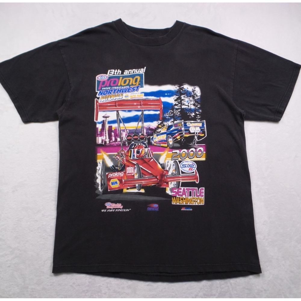 Vintage Shirt Mens Size XL Black Y2K 2000 NHRA Drag Racing Northwest Nationals